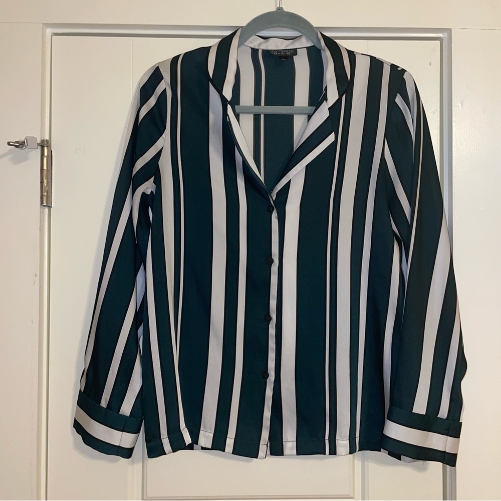 Striped Topshop Button Down Blouse Size US 2